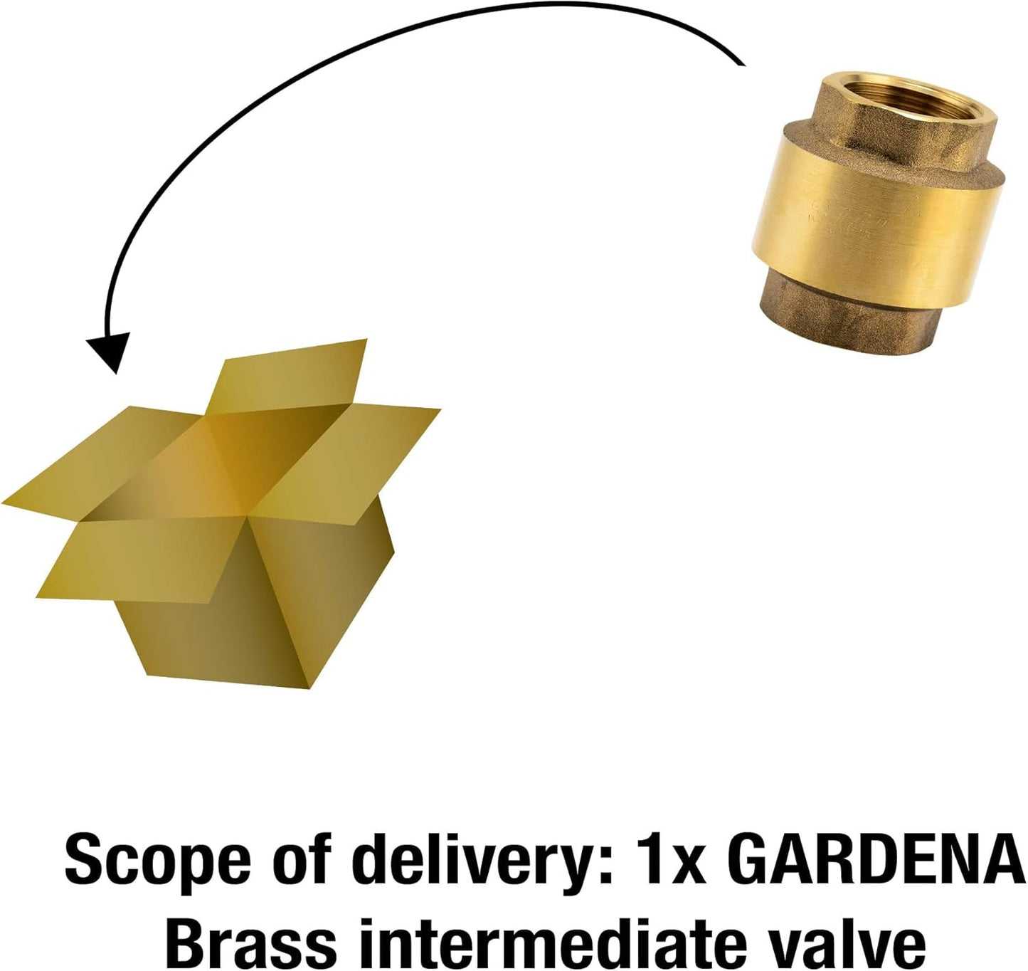 Valvola intermedia Gardena in ottone: valvola unidirezionale in ottone massiccio, filettatura 42 mm (G 1 1/4 pollici) per il collegamento alle pompe (7232-20)
