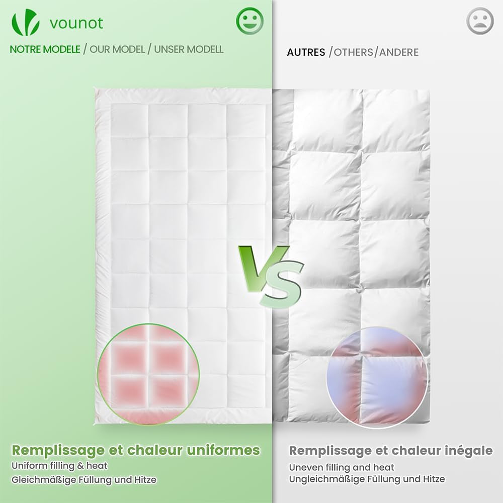 VOUNOT Piumino 155X200Cm, Set Piumini Invernali 4 Stagioni da 2 500G/M², composto da 2 piumini annodati insieme Piumino Adattabile per l'estate e l'inverno, Piumini e Trapunte Standard Oeko-Tex Naty Shop