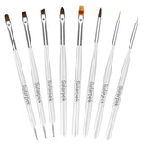 Sularpek 8 Stück Nagel Pinsel Set, Pinsel per Gelnägel, Nageldesign Pinsel, Nail Art Dotting Tools, Nailart Pinsel per Gel Acryl Nägel Nailart