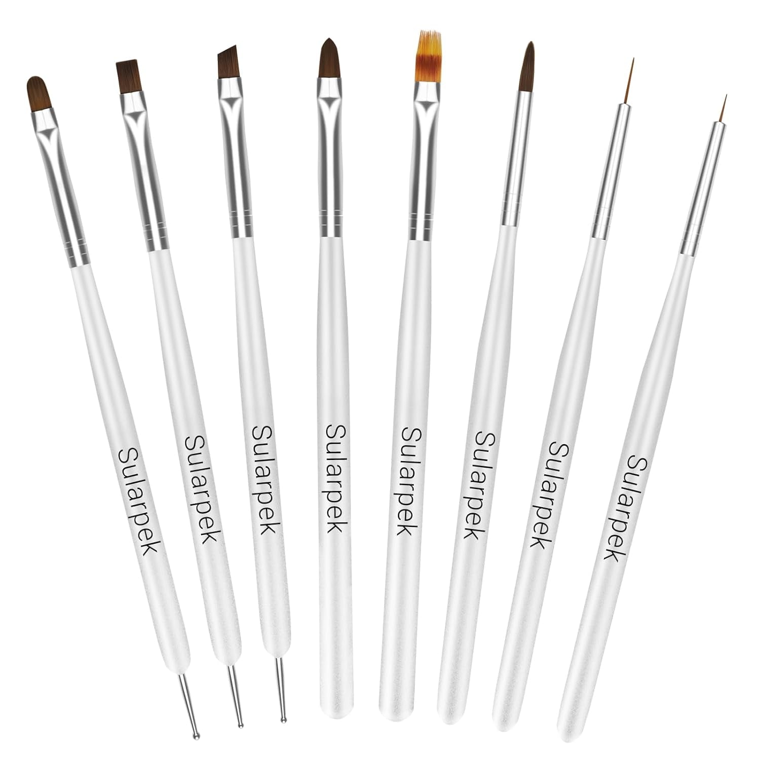 Sularpek 8 Stück Nagel Pinsel Set, Pinsel per Gelnägel, Nageldesign Pinsel, Nail Art Dotting Tools, Nailart Pinsel per Gel Acryl Nägel Nailart
