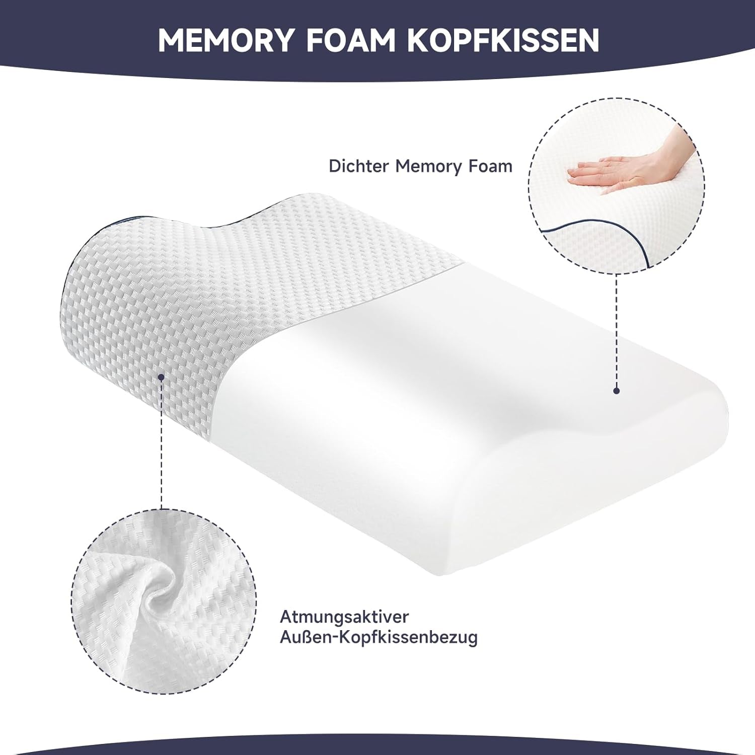 Z-Hom tessuto di sostegno del ginocchio, tessuto di schiuma con memoria, tessuto per il sonno laterale, tessuto ergonomico, tessuto anti-sforamento, tessuto ortopedico per il sonno, tessuto rimovibile (49 X 30 X 7/10 Cm) Perno ortopedico cervicale Naty Shop