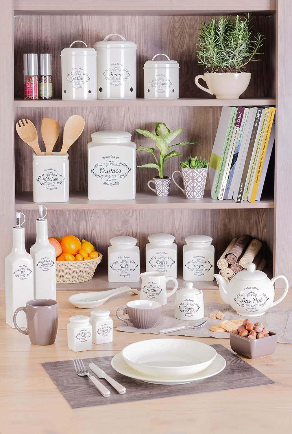 Scatola per biscotti Excelsa, ceramica, bianco avorio, Capacità: 3 litri Contenitori per alimenti Naty Shop