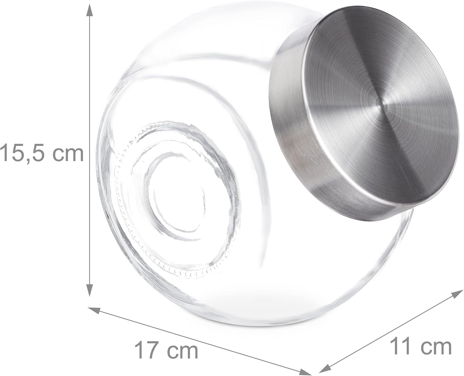 Relaxdays Set di 4 barattoli per caramelle, barattoli per alimenti dolci, barattoli per dolci, coperchio in acciaio inox, trasparente, argento, contenitori per alimenti Naty Shop