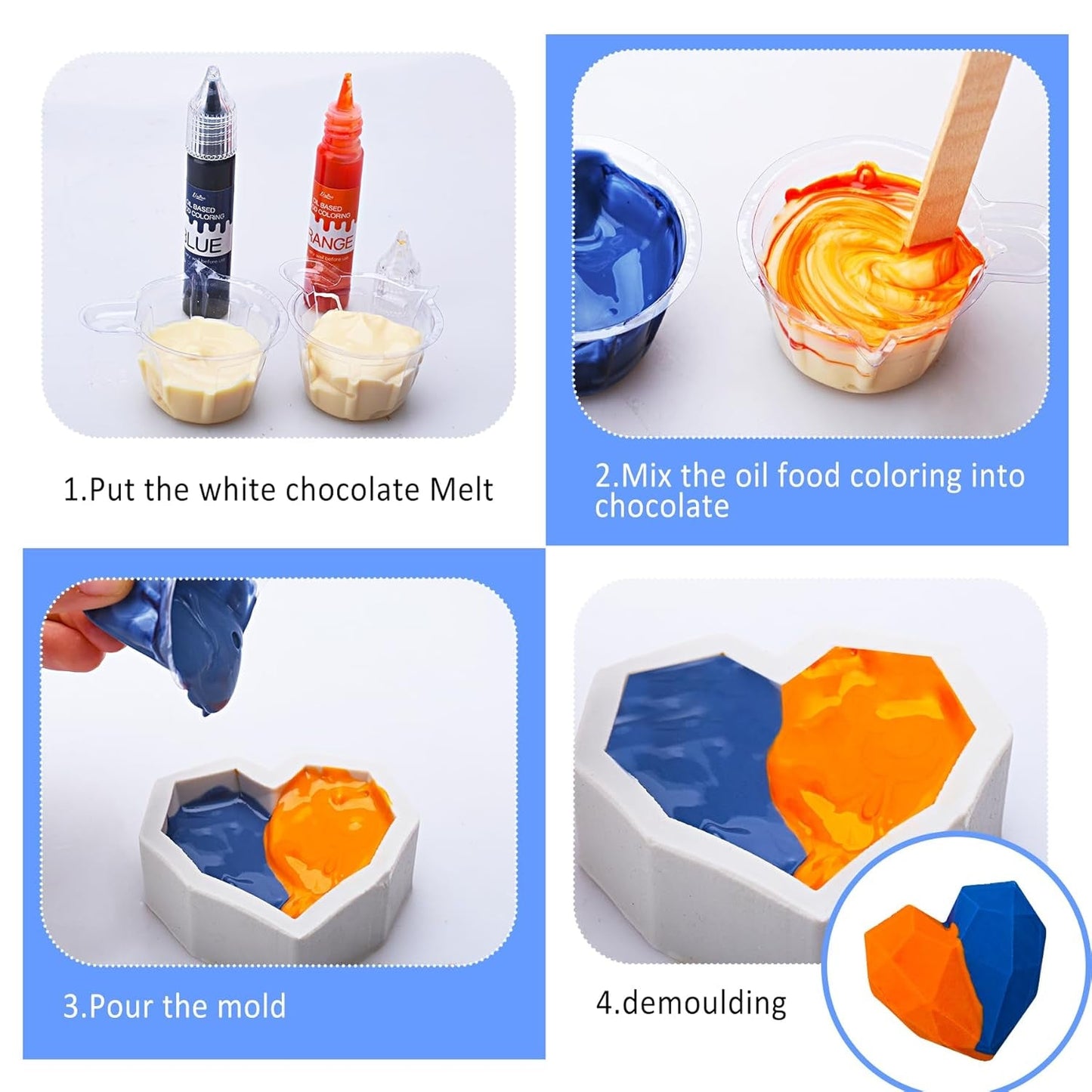 Colorante alimentare liposolubile - Colorante alimentare a base di olio nei colori dell'arcobaleno per cioccolato, dolci, torte, dolci - Colorante alimentare concentrato per decorare torte, crema al burro, fondente - 12 g ciascuno