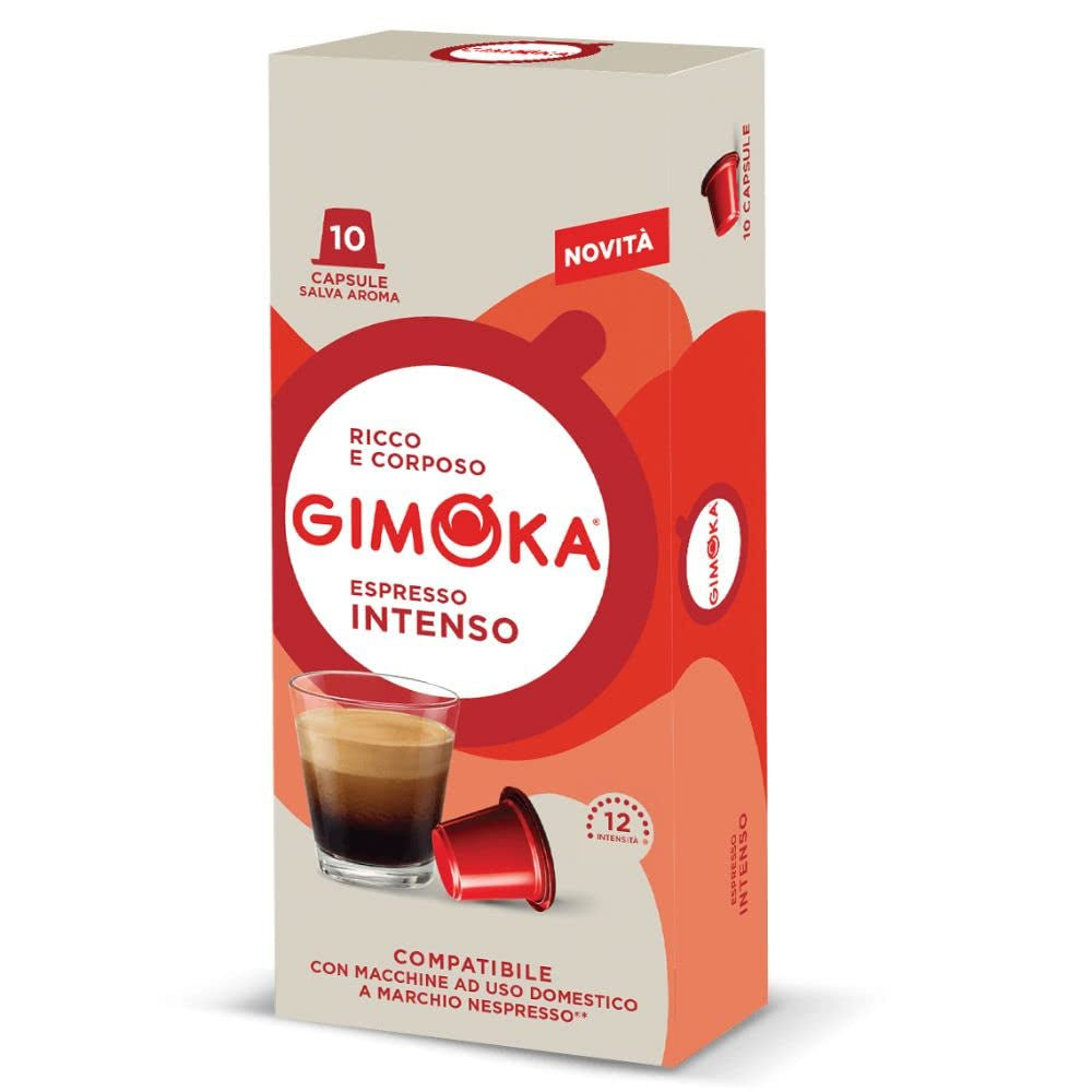 Gimoka Kaffeekapseln Espresso Intenso, Intensität 12/13-100 Kapsel - Compatibile con Nespresso* Haushalts-Espressomaschinen - 100 Stück (10 x 10 Getränke) - Hergestellt in Italien
