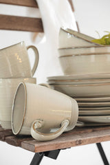 MÄSER 931371 Nottingham Serie Vintage Servizio da tavola per 4, Servizio da tavola da 8 pezzi, Piatti piani e Piatti piani, Look retrò rotondo irregolare, Gres, Beige