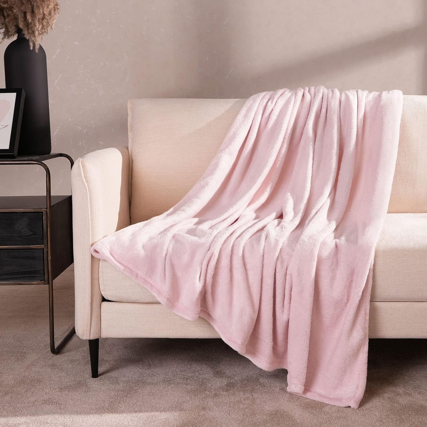 Coperta in pile di flanella Brentford, extra morbida, grande, soffice, calda, copriletto per camera da letto, letto singolo, divano, divano, rosa cipria - 120 x 150 cm Letti e coperte Beuche den Brentfords-Store