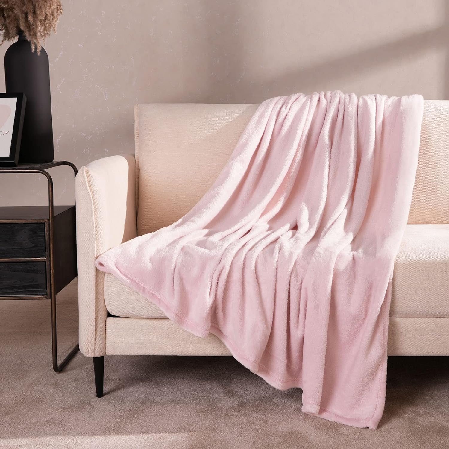 Coperta in pile di flanella Brentford, extra morbida, grande, soffice, calda, copriletto per camera da letto, letto singolo, divano, divano, rosa cipria - 120 x 150 cm Letti e coperte Beuche den Brentfords-Store
