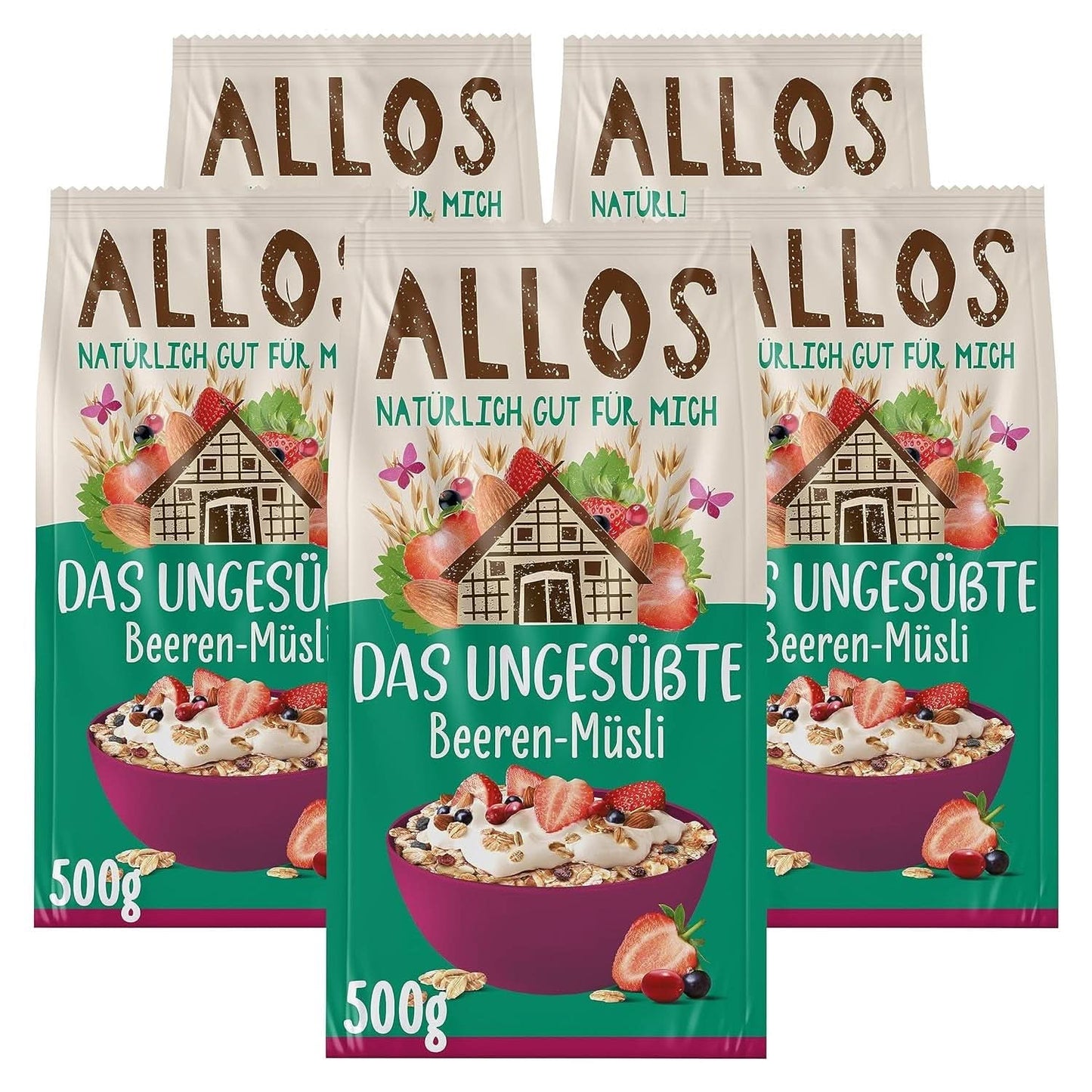 Allos, muesli ai frutti di bosco non zuccherato, conf. 5 x 500 grammi Cereali Naty Shop Bacche