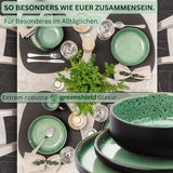 SÄNGER Greenwich | Servizio Piatti In Gres, 18 Pezzi, Servizio Piatti Per 6, Servizio Piatti (6 Piatti Piani, 6 Piatti Dessert, 6 Ciotole), Verde, Antigraffio, Stoviglie | LA COLLEZIONE DI VALORE
