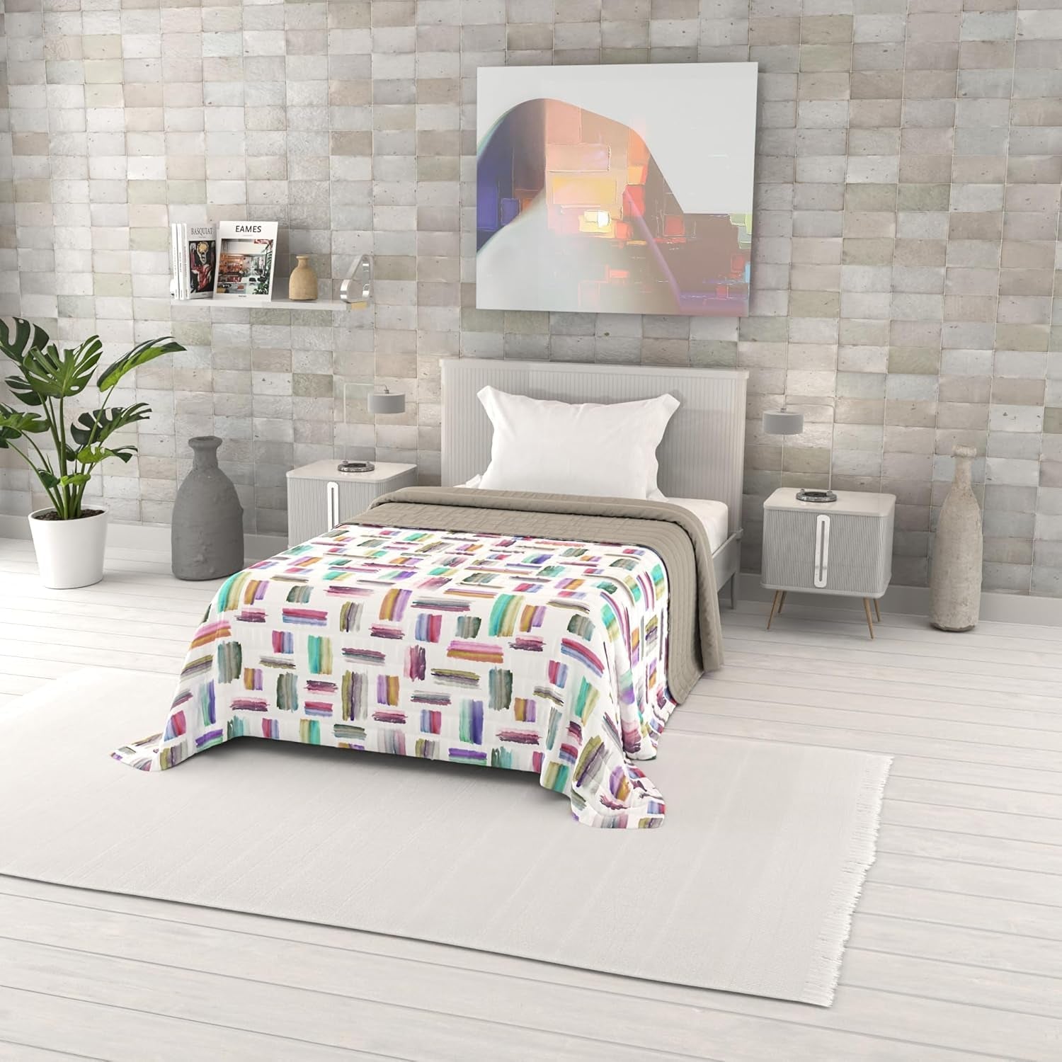 Trapunta estiva stampata fantasia, imbottitura in poliestere, Petali, 260X270Cm Trapunte e Trapunte Naty Shop Multicolor 220X270Cm
