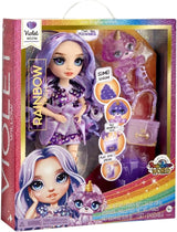 Bambola Alta Moda Arcobaleno con Slime e Animale Domestico - Viola - 28 cm Bambola Glitter con Slime Glitter, Animale Domestico Magico e Accessori Moda - Giocattolo per Bambini - Ideale per 4-12 Anni
