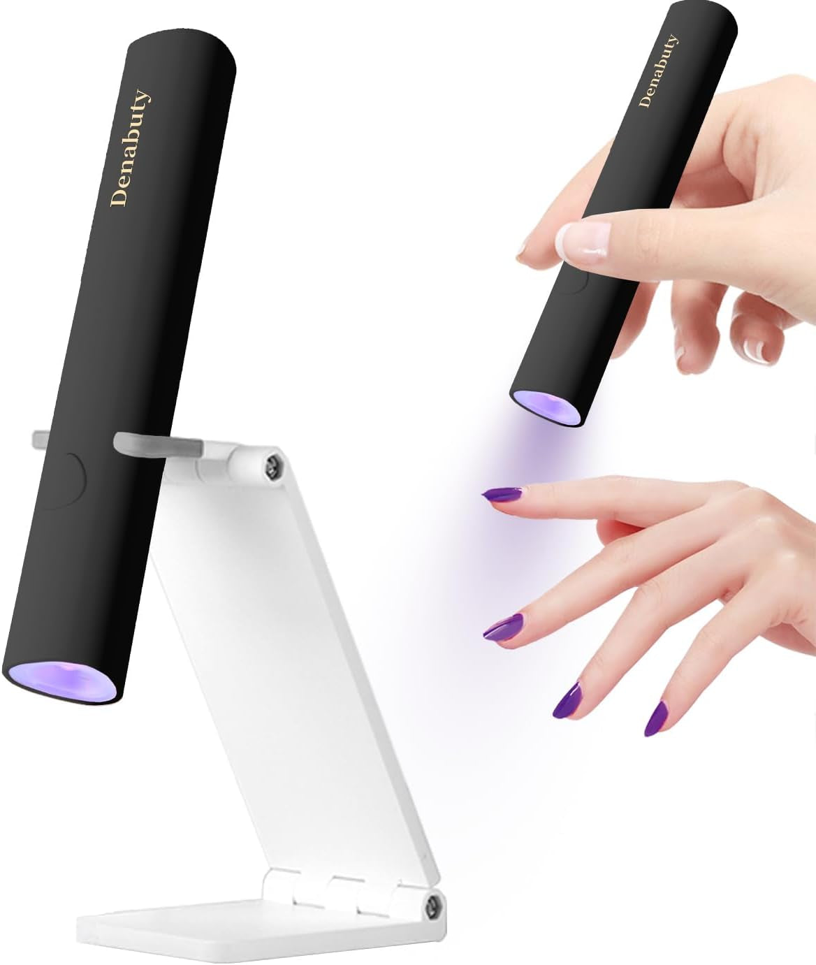 Denabuty Lampada UV per smalto gel, Mini Lampada LED U V per sostituzione unghie con supporto Tragbare Piccola lampada UV per smalto gel, per Aushärten Von Nagelkleber e punte per unghie Bianco