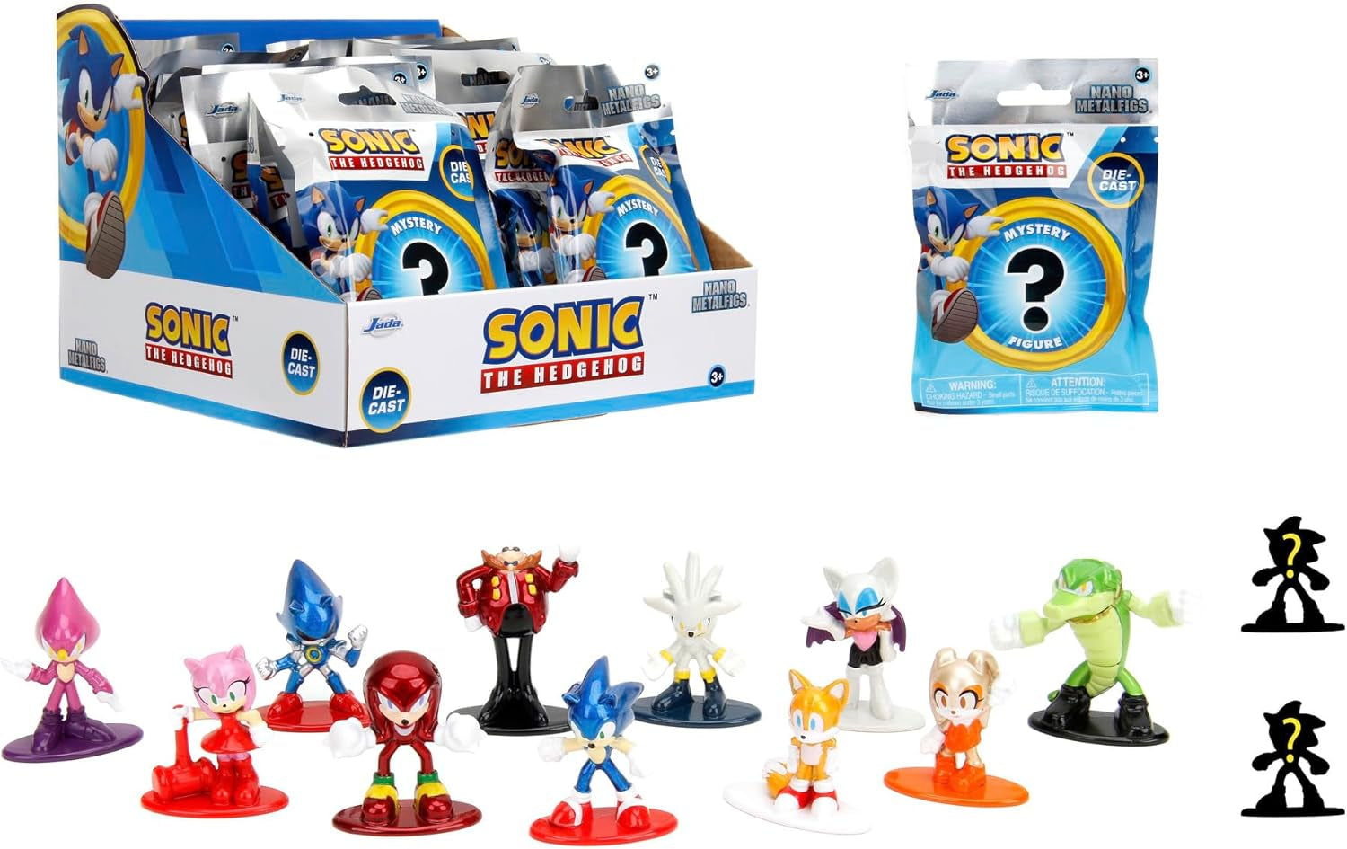 Jada Toys Sonic the Hedgehog Figure (1X Mystery Figure in Blind Pack) - 1 figura da collezione a sorpresa da 13 figure di Sonic, figura in nano metallo (circa 4 cm) per bambini e fan a partire da 3 anni, ondata 1 Action figure Naty Shop