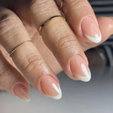 Set unghie finte adesive - Unghie finte francesi - 24 pezzi Design quadrato corto Unghie artificiali con sfumatura rosa bianca e manicure con ballerina (Short Pink Gradient)