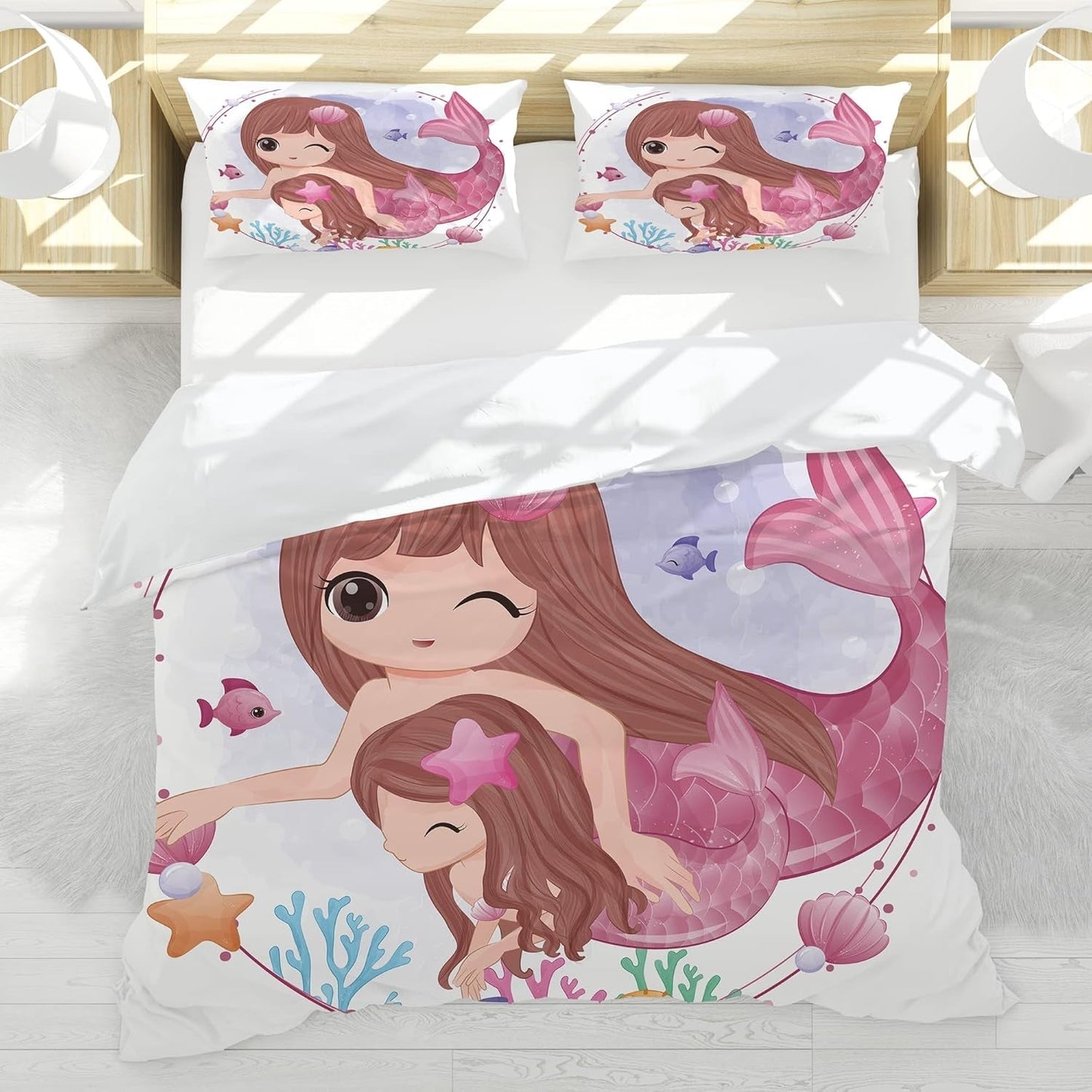 Biancheria letto per bambini varie misure e vari personaggi animati Biancheria letto - bambini Naty Shop Sirena (modello 6) 200X200Cm+80X80Cm