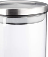 Relaxdays Set da 3 Barattoli per Conservazione, Sigillati, Coperchio in Acciaio Inox, per Pasta, Muesli e Riso, Contenitore da Cucina da 1,5 Litri, Argento Trasparente, 24 x 9,5 x 9,5 cm, Contenitori per Alimenti Argento Trasparente Naty Shop