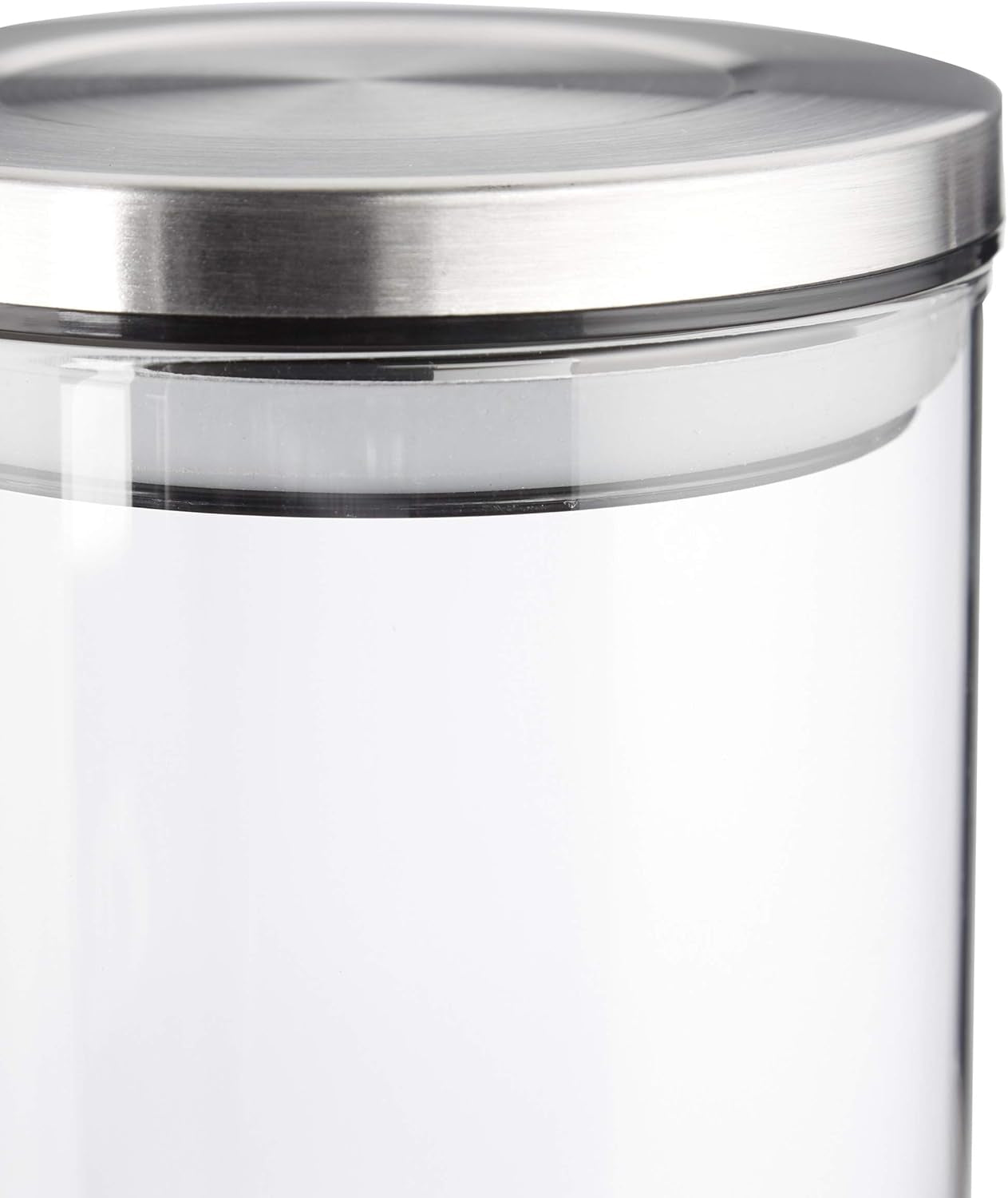 Relaxdays Set da 3 Barattoli per Conservazione, Sigillati, Coperchio in Acciaio Inox, per Pasta, Muesli e Riso, Contenitore da Cucina da 1,5 Litri, Argento Trasparente, 24 x 9,5 x 9,5 cm, Contenitori per Alimenti Argento Trasparente Naty Shop