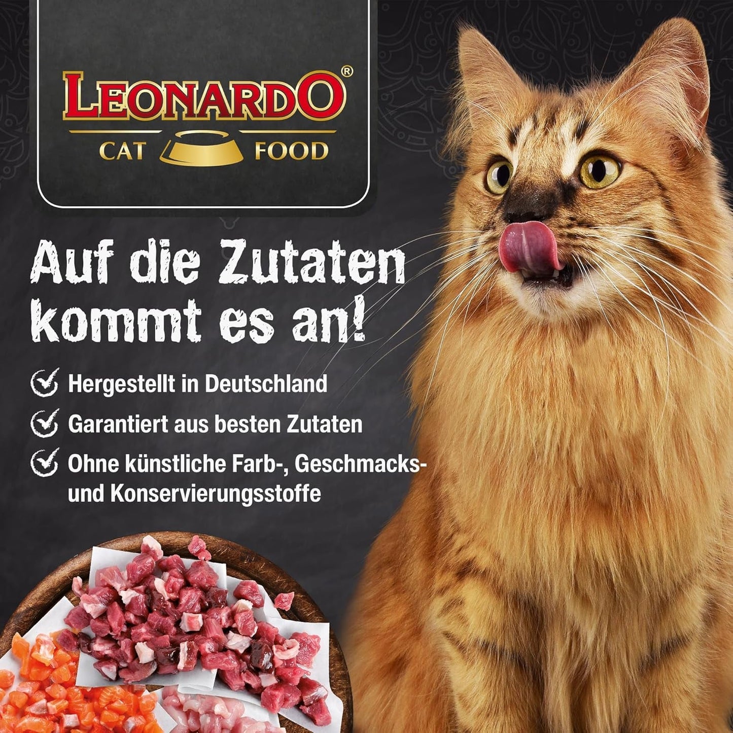 LEONARDO Alimento Umido [6x800g Anatra] | Cibo umido per gatti senza cereali | Cibo in scatola umido completo