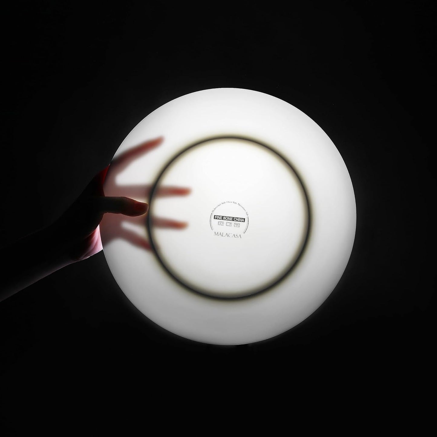 MALACASA Servizio Piatti 4 Persone Bone China Servizio Piatti 16 Pezzi Rotondo Bianco con Bordo Oro Set Combinato di 4 Piatti Piani 4 Piatti Dessert 4 Piatti Suma e 4 Ciotole per Cereali Serie NORI