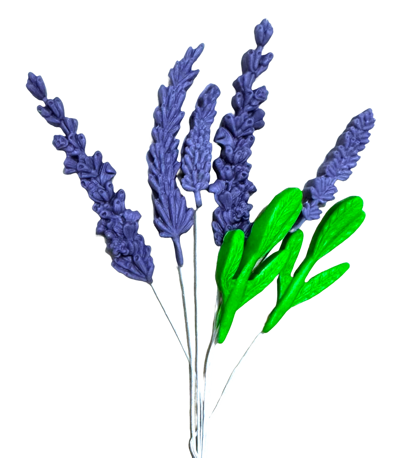 Set di 7 decorazioni commestibili in pasta di zucchero, Decorazioni in Pasta di Zucchero Lavanda Nati Shop