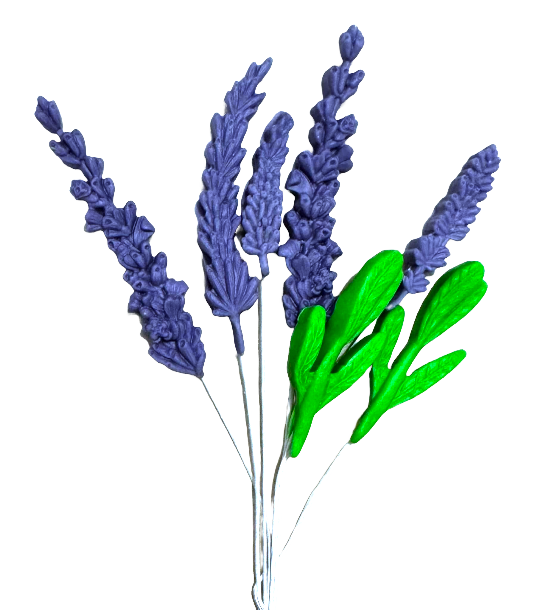 Set di 7 decorazioni commestibili in pasta di zucchero, Decorazioni in Pasta di Zucchero Lavanda Nati Shop