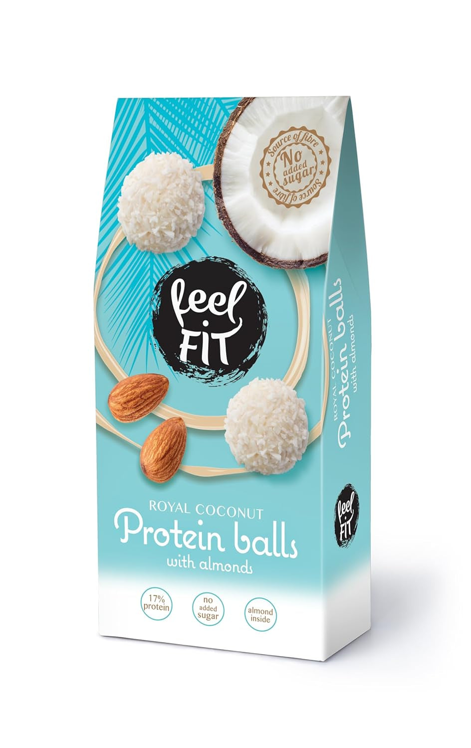 Praline al cocco senza zucchero con mandorle, Feel FIT, senza zuccheri aggiunti, 17% proteine, 63 g