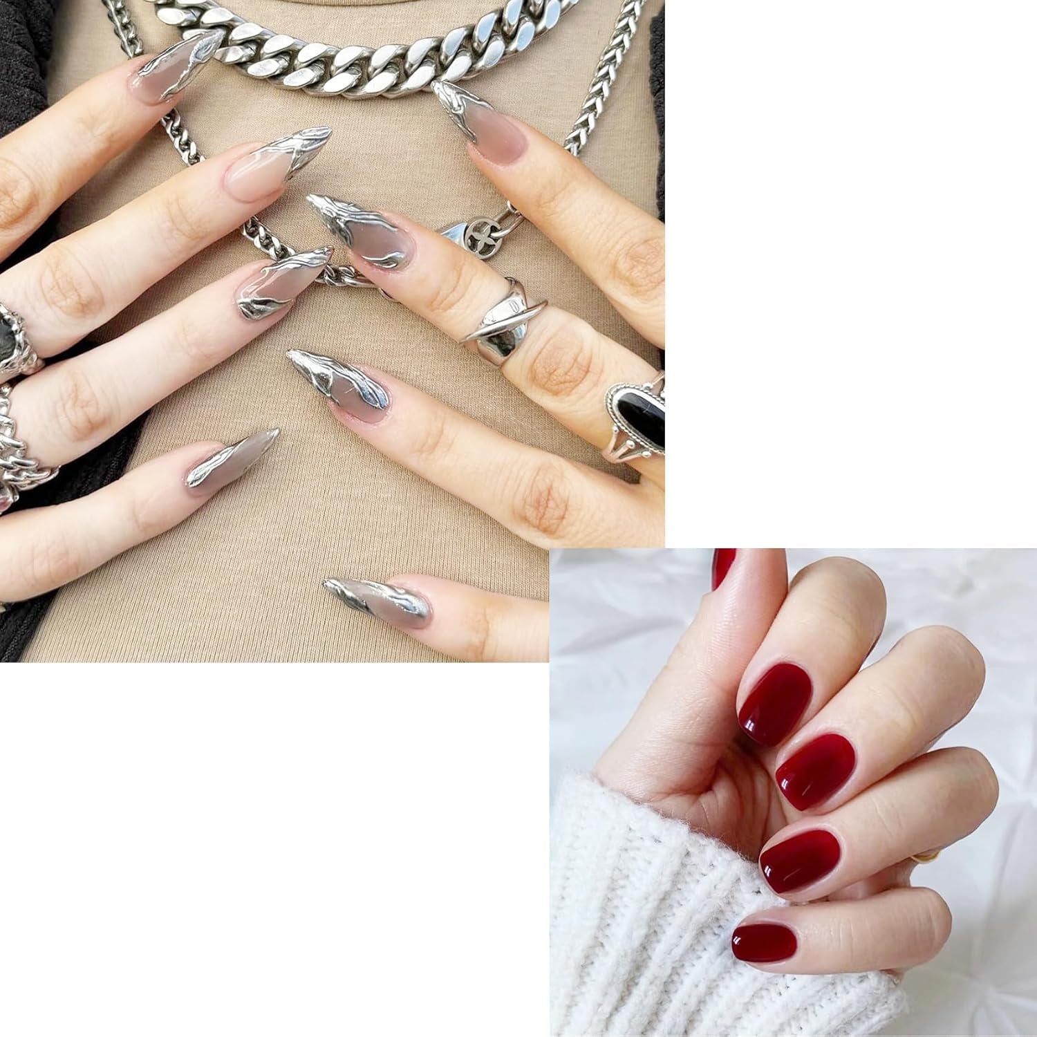 Set unghie finte adesive - Unghie finte francesi - 24 pezzi Design quadrato corto Unghie artificiali con sfumatura rosa bianca e manicure con ballerina (Short Pink Gradient)