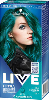 Schwarzkopf LIVE Tinta semipermanente per capelli Ultra Brights 097 Sirena (3 x 80 ml), colorazione per risultati intensi o colori pastello, resiste a 12-15 lavaggi, con balsamo cura Tinta per capelli Naty Shop