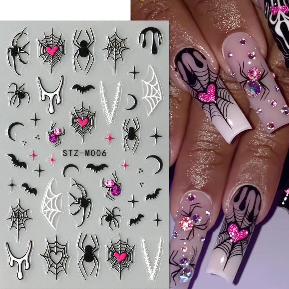 JMEOWIO Adesivo per unghie Halloween 6 Adesivo per nail art colorato Adesivo per unghie Decorazione per decorazione unghie Design per unghie