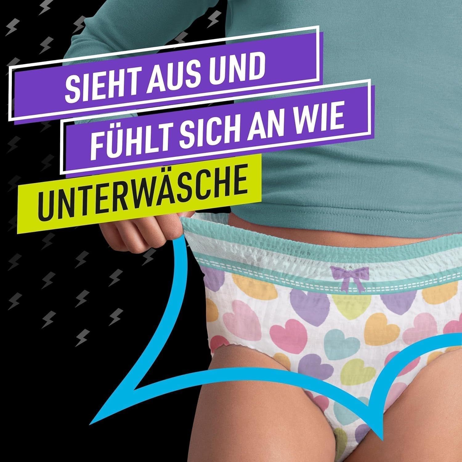 Pantaloni del pigiama a cuori 9 mutande assorbenti per la notte 8 anni 27 kg-43 kg Protezione dalle perdite per tutta la notte