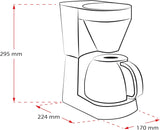 Melitta Easy Top - Macchina per caffè espresso con filtro e caraffa in vetro, per un massimo di 10 tazze di caffè, nero/acciaio inossidabile