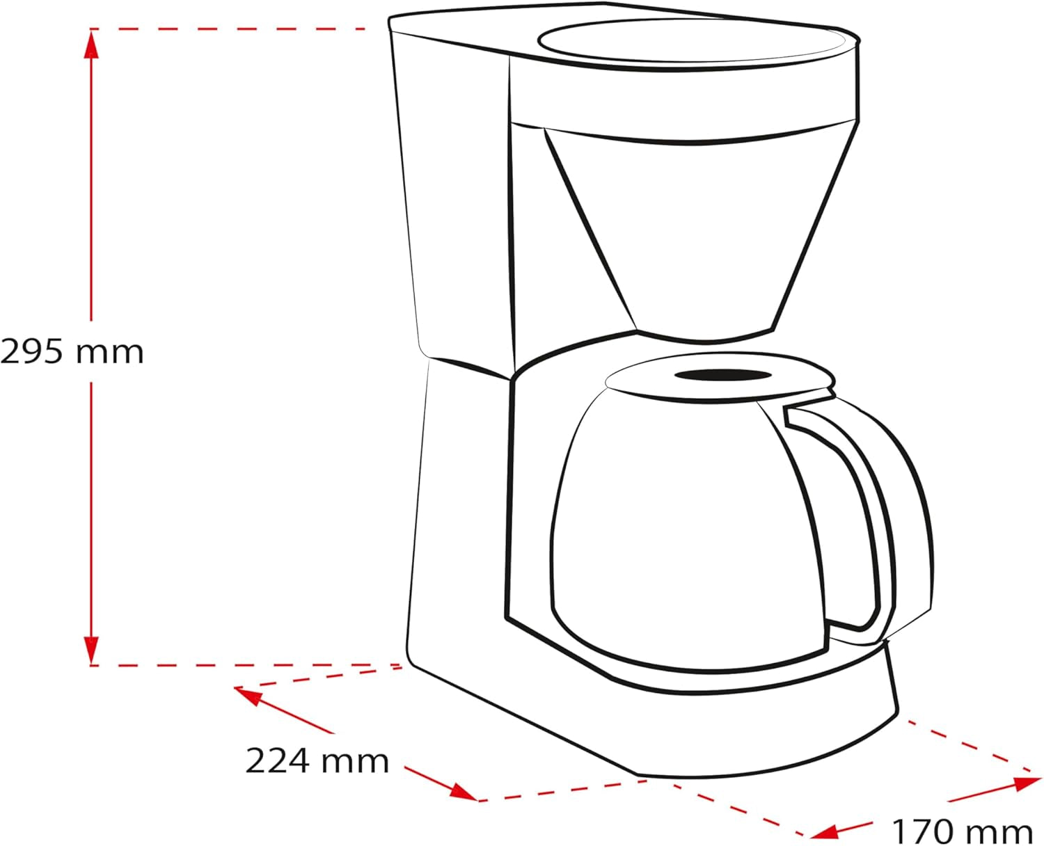 Melitta Easy Top - Macchina per caffè espresso con filtro e caraffa in vetro, per un massimo di 10 tazze di caffè, nero/acciaio inossidabile