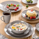Set di stoviglie Vancasso per 12 persone Set di stoviglie in gres Navia Set combinato da 48 pezzi con piatti Piatti da insalata Ciotole e tazze Look vintage Design naturale