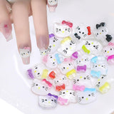 Adesivi per unghie gatto 3D, glitter per unghie, paillettes, adesivi per unghie in resina, gemme per unghie, diamanti per nail art, incluso bastoncino di cera per unghie con strass (Gatto colorato)