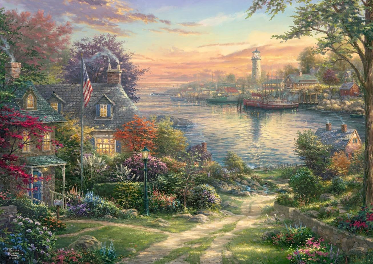 Schmidt Spiele 58785 Thomas Kinkade, Porto del New England, puzzle 1000 pezzi, Puzzle colorato Naty Shop