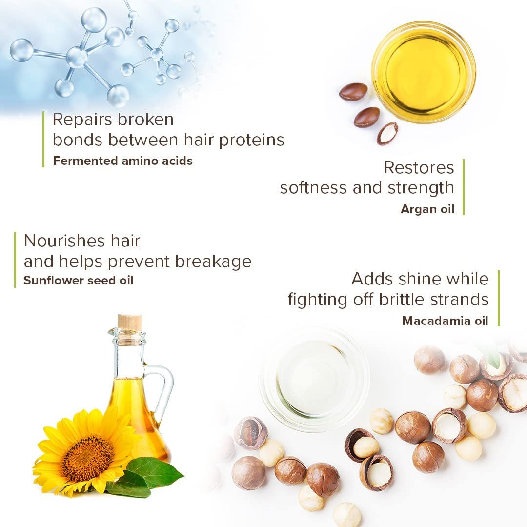Bond Repair Mask aiuta a rivitalizzare e rafforzare i capelli danneggiati e troppo trattati, formulata con aminoacidi derivati dalla natura - Tecnologia vegana e naturale plex. Maschera per capelli Naty Shop