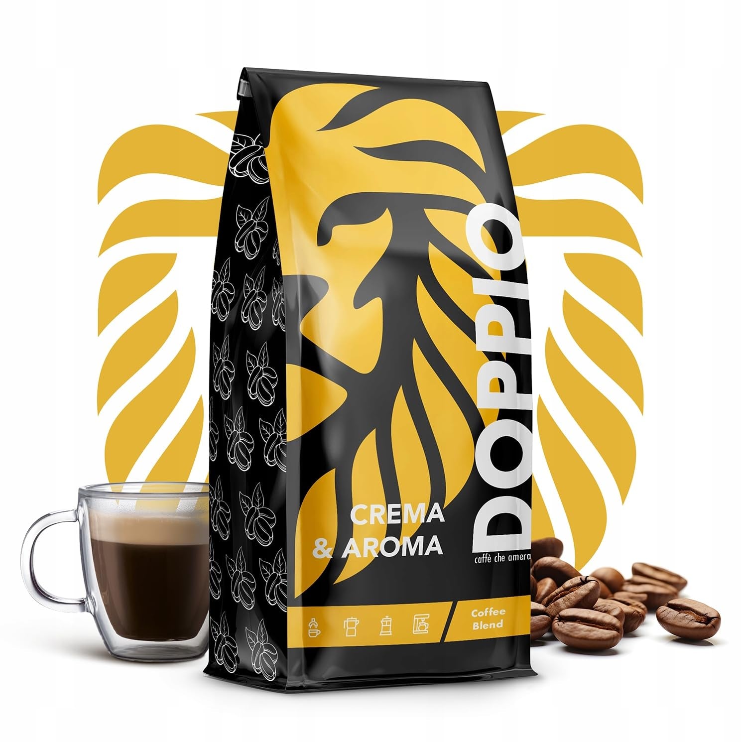 Doppio Crema & Aroma 1KG | Caffè in grani 80% Arabica e 20% Robusta | con note di cacao, frutta secca e caramello | Tostatura fresca e media, bassa acidità | per l'espresso | Caffè Orca Blu