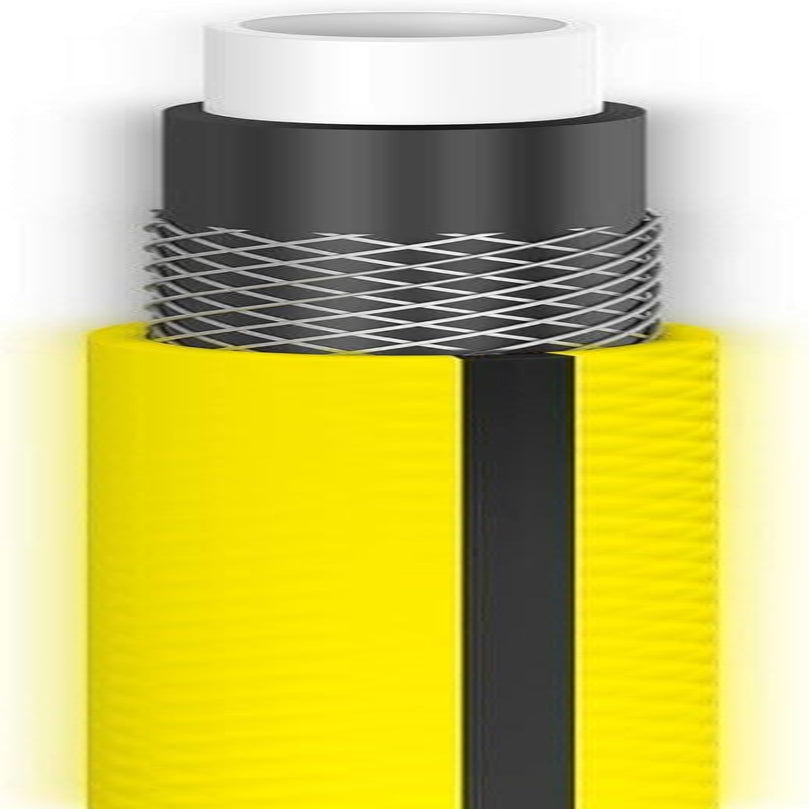Tubo da giardino Cellfast GIALLO, leggero, durevole, 4 capi, treccia incrociata durevole, resistente ai raggi UV e alle alghe, antitorsione, tecnologia REACH, 20 bar, -10/+50°C, chiusura 3/4", 20 m