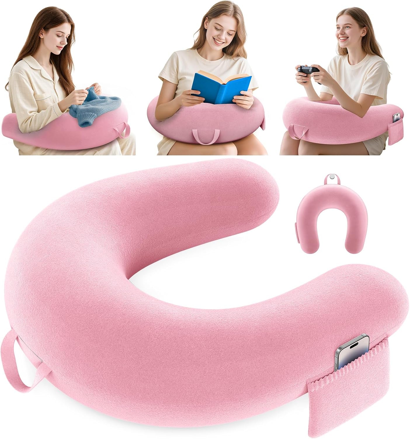 Cuscino da gioco e lettura, Cuscino da lettura per letto/divano/pavimento, Cuscino per alimentazione/Uncinetto con grande cuscino da gioco ergonomico, Cuscino da gioco per iPad/laptop - Nero