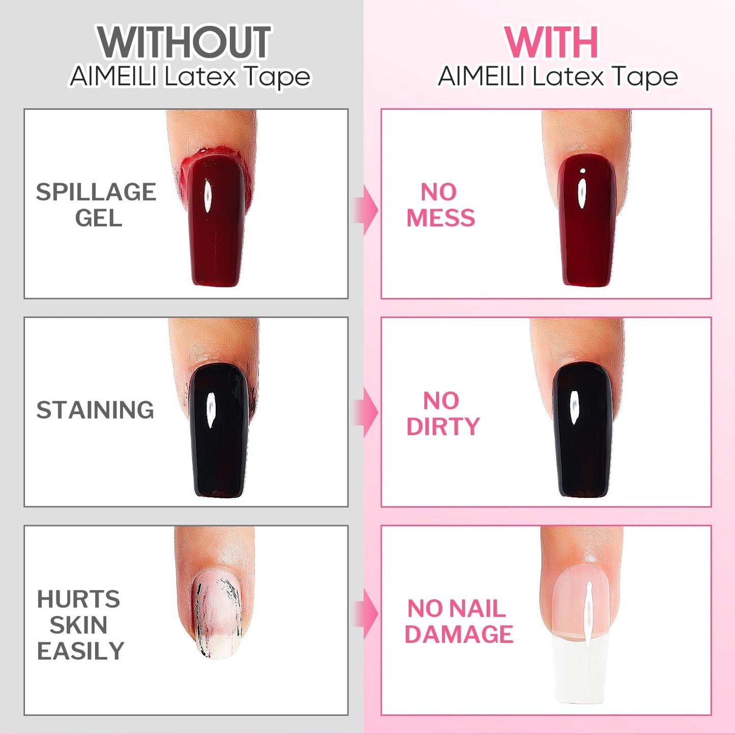 AIMEILI Nastro staccabile in lattice Nagelleck Korrektor Hautschutz Fingerschutz Für Nail Art Palisade Geruchlos Weiß 15Ml