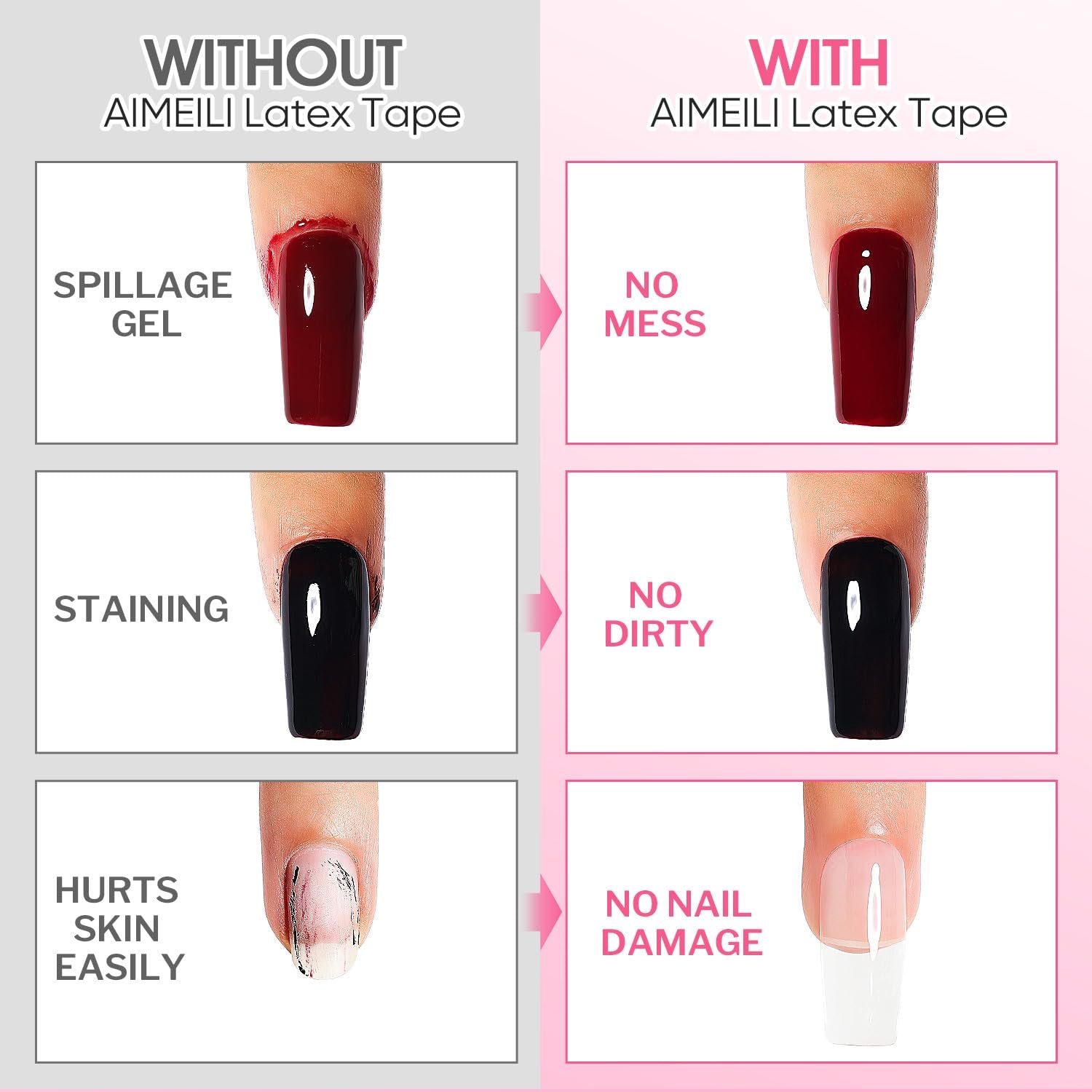 AIMEILI Nastro staccabile in lattice Nagelleck Korrektor Hautschutz Fingerschutz Für Nail Art Palisade Geruchlos Weiß 15Ml