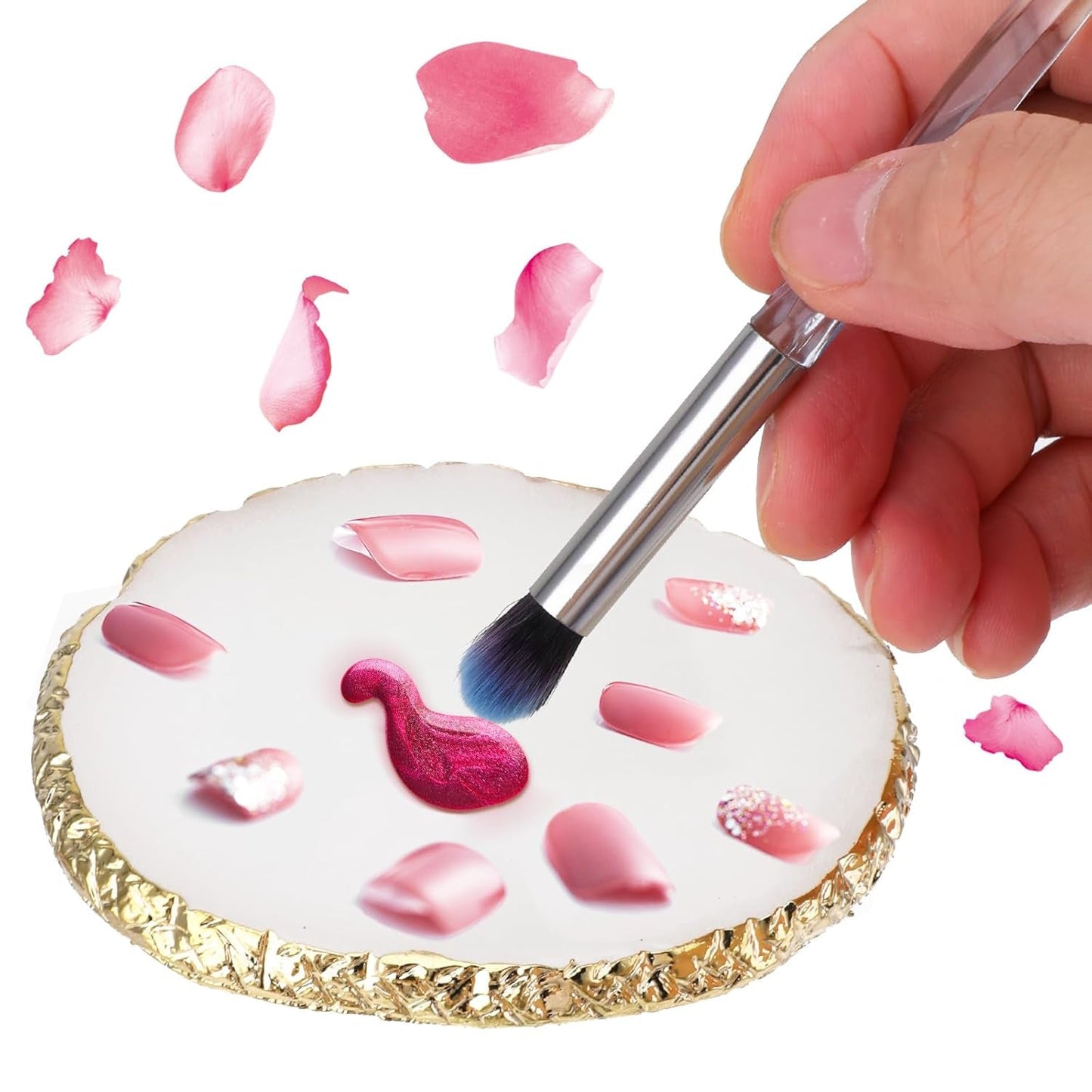 Maniküre Gemalt Palette Nail Art Palette Kunstharz Nagelkunst Nail Art Make up Palette Nagelmalerei Display Fach Kosmetik Mischwerkzeuge (Weiß)