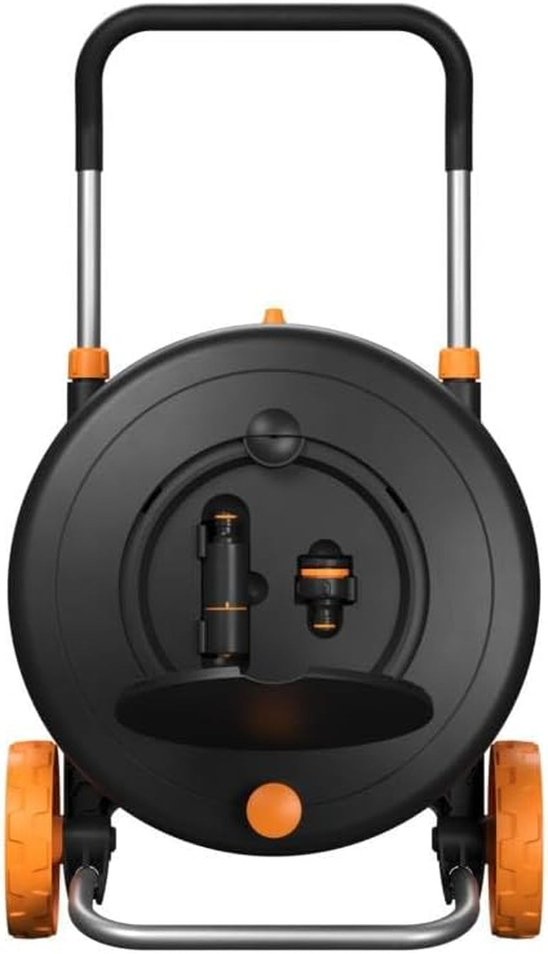 Ruota idraulica Fiskars Comfort L con ruote, set di irrigazione all-inclusive, portata totale di 31,5 m, avvolgimento automatico, tubo da giardino universale (Ø 13 mm), attacco per rubinetto universale, 1071670