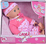 Simba 105140060 - Laura Tickle Baby Doll dal corpo morbido con materassino arcobaleno, emette 25 suoni da bambino, 38 cm, bambola da 2 anni in su