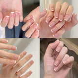 240 set di unghie finte corte francesi, unghie artificiali quadrate, colla sulle unghie, punte per unghie acriliche, unghie finte per donne, nail art fai da te