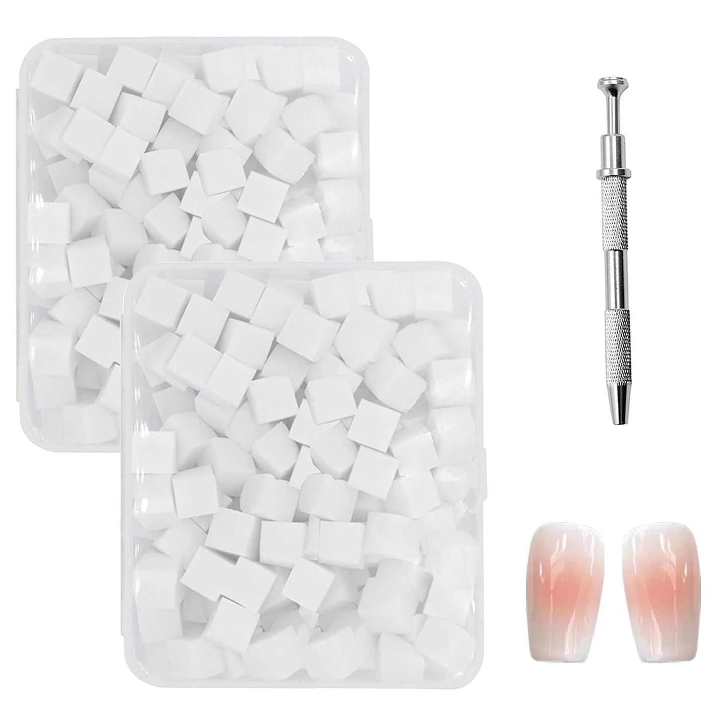 200 Pezzi Nail Art Schwamm Mit Metallgreifer, Nageldesign Zubehör Schwammpinsel, Um Eine Varuntzen Von Gradient Nail Art Patterns Zu Erstellen(Bianco)