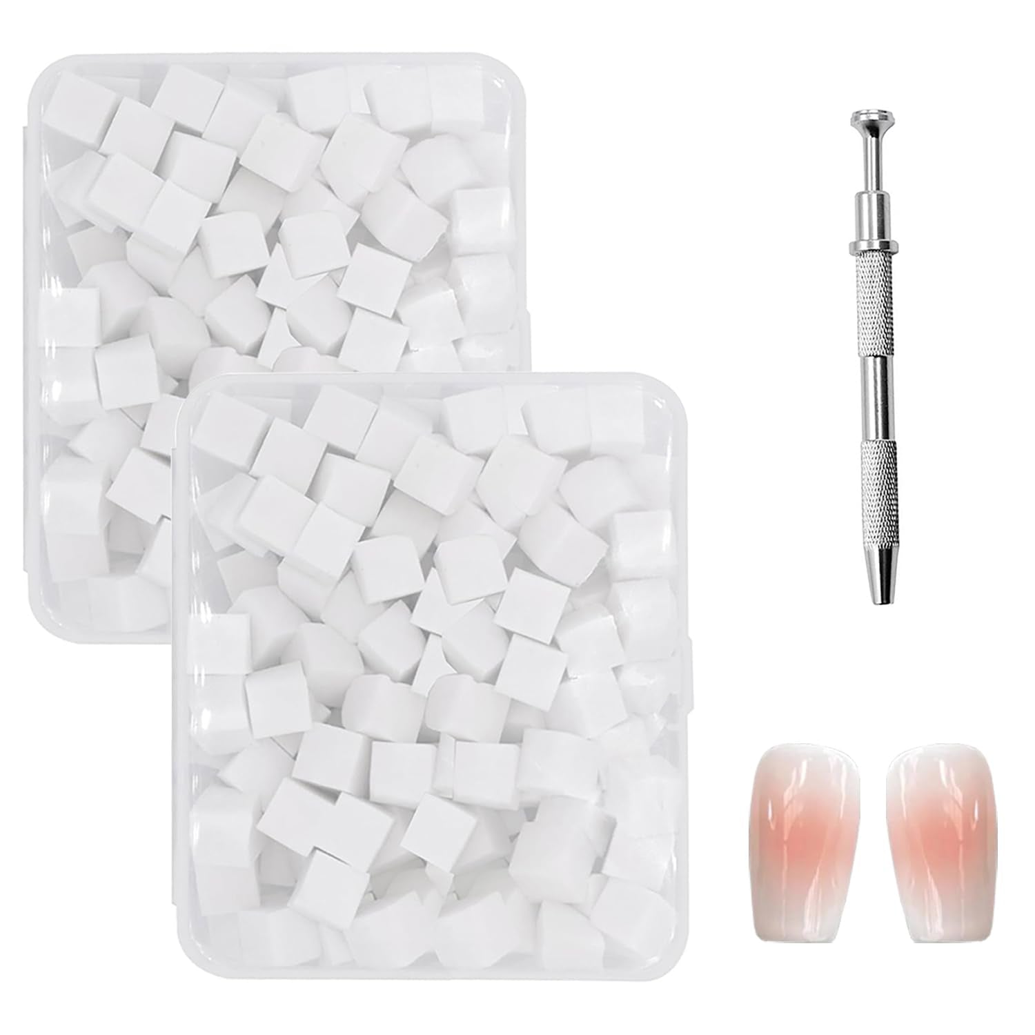 200 Pezzi Nail Art Schwamm Mit Metallgreifer, Nageldesign Zubehör Schwammpinsel, Um Eine Varuntzen Von Gradient Nail Art Patterns Zu Erstellen(Bianco)