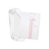 Completo Lenzuola Navicella Bianco e Rosa, 1 Lenzuolo con Angoli, 1 Lenzuolo Sopra con Ricamo in Nastro Aida e 1 Federa per Cuscino, 100% Cotone, Made in Italy Naty Shop Trapunte & Trapunte Rosa