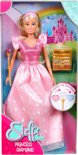 Simba Steffi Love Princess Diamond Princess gioca con la bambola con scrigno del tesoro magico, scettro e diamanti, 29 cm, da 3 anni in su